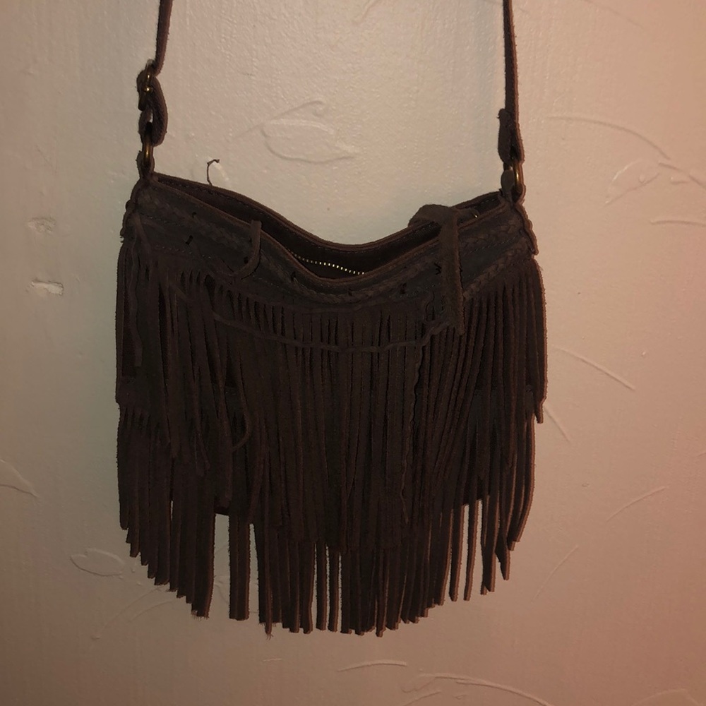 brown fringe crossbody